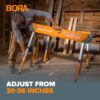 Bora Portamate Speedhorse XT Sawhorse Pair- Two pack, 30-36 inch height adjustable Legs, Metal Top for 2x4, Heavy Duty Pro Bench Saw Horse for Contractors, Carpenters - PM-4550T,Orange