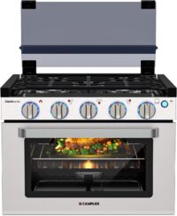 CAMPLUX Classic RV Propane Range 17 Inches, Propane Range Oven with 3 Burners Cooktop for RV, RV Propane Stove Oven Combo 28,100 BTU/Hr, Stainless Steel RGS17MSF