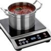 ChangBERT Induction Cooktop, Commercial Grade Portable Cooker, Large 8” Heating Coil, Premium Stainless Steel Countertop Burner with NSF Certified, 10 Hours Timer Powerful 1800W Professional Hot Plate