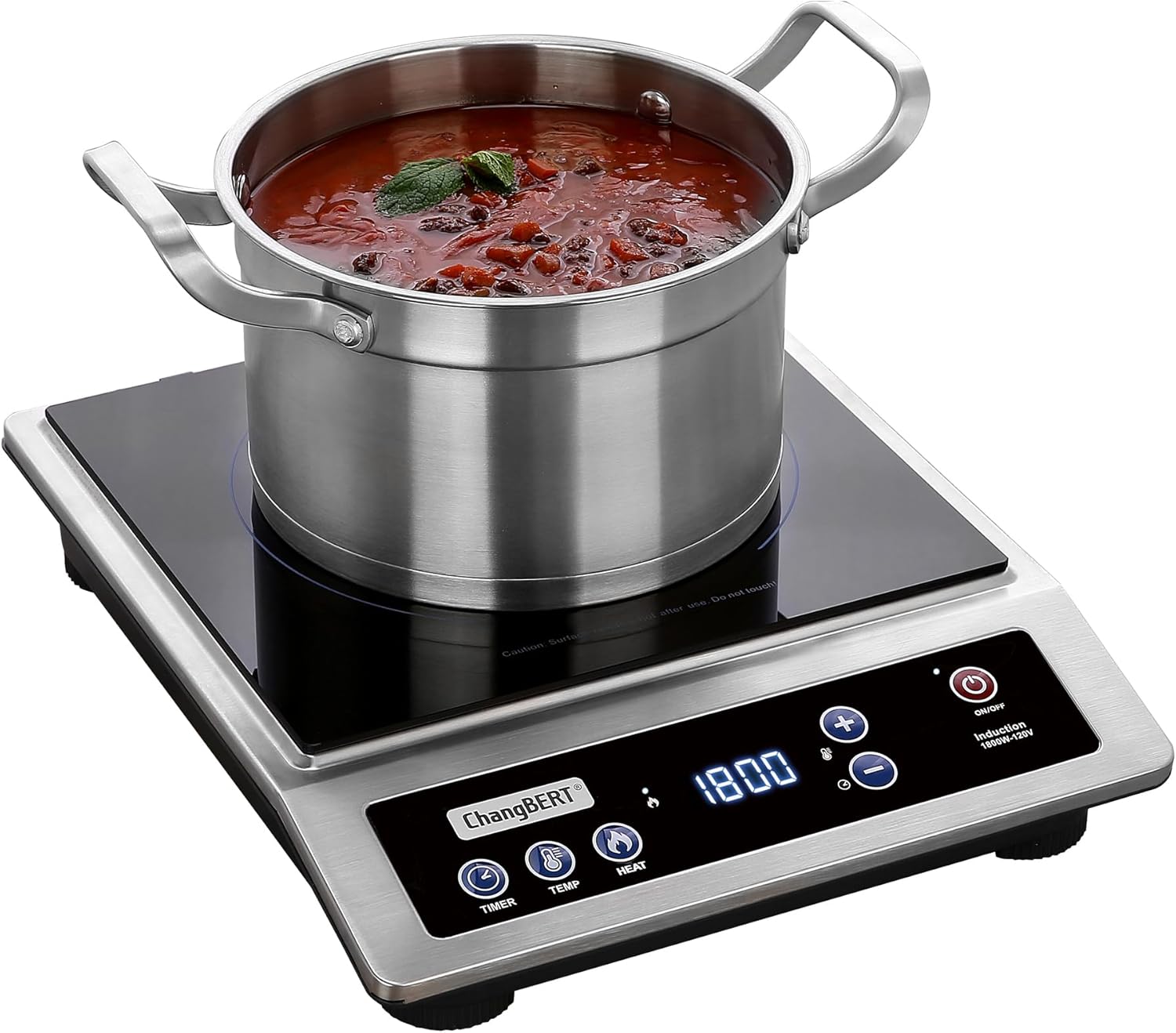 ChangBERT Induction Cooktop, Commercial Grade Portable Cooker, Large 8” Heating Coil, Premium Stainless Steel Countertop Burner with NSF Certified, 10 Hours Timer Powerful 1800W Professional Hot Plate ChangBERT Induction Cooktop, Commercial Grade Portable Cooker, Large 8” Heating Coil, Premium Stainless Steel Countertop Burner with NSF Certified, 10 Hours Timer Powerful 1800W Professional Hot Plate