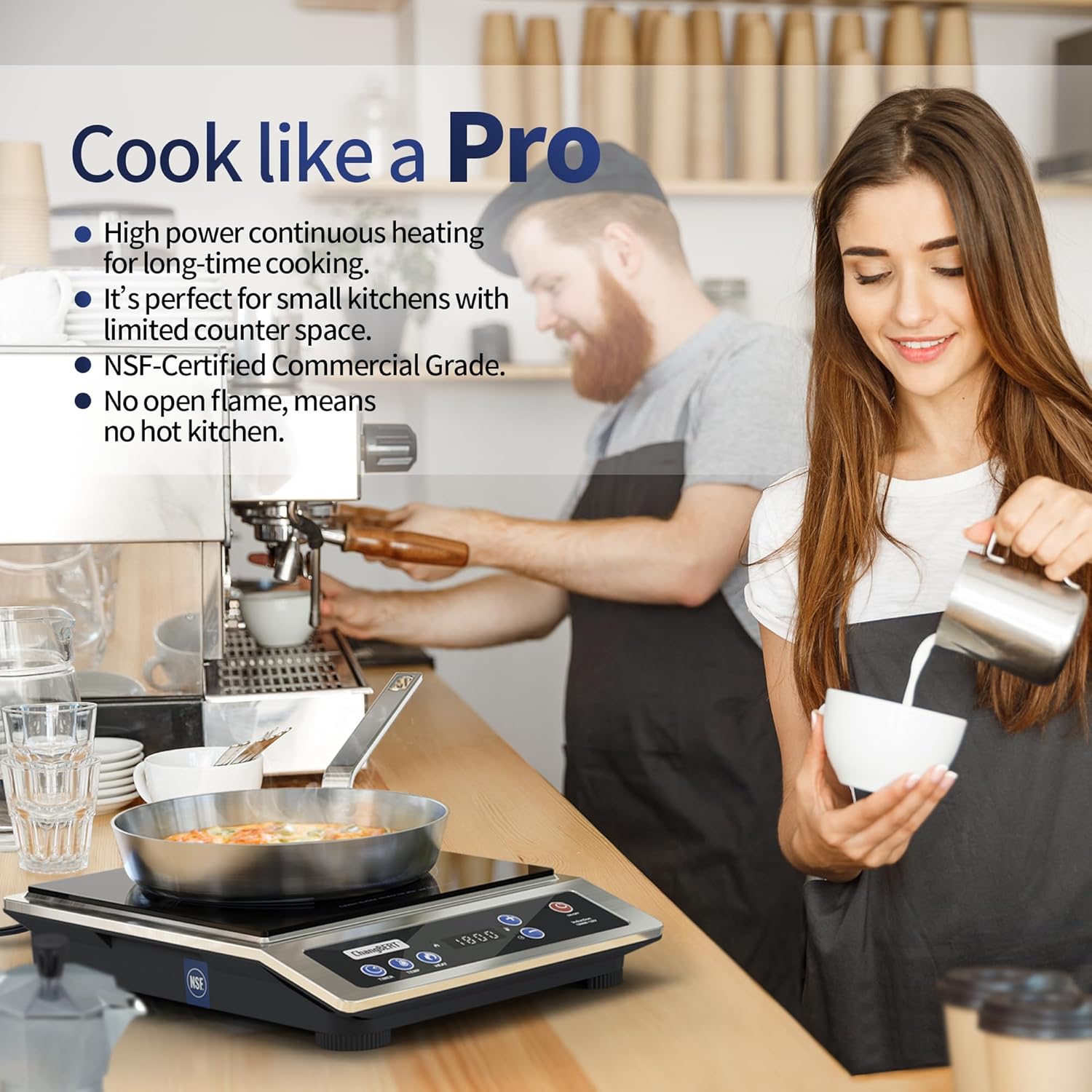 ChangBERT Induction Cooktop, Commercial Grade Portable Cooker, Large 8” Heating Coil, Premium Stainless Steel Countertop Burner with NSF Certified, 10 Hours Timer Powerful 1800W Professional Hot Plate13 ChangBERT Induction Cooktop, Commercial Grade Portable Cooker, Large 8” Heating Coil, Premium Stainless Steel Countertop Burner with NSF Certified, 10 Hours Timer Powerful 1800W Professional Hot Plate