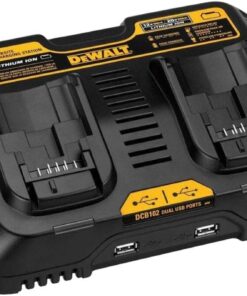 DEWALT 12/20V MAX Battery Charger, Corded, Dual Charging Station, 2-USB Ports Included (DCB102)