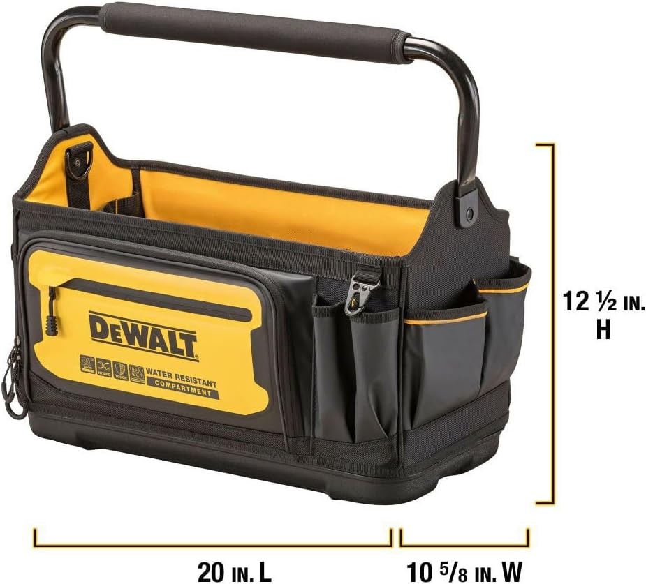 DEWALT Tool Tote, Open Top Tool Bag, 20 x 10 (DWST560106)3 DEWALT Tool Tote, Open Top Tool Bag, 20" x 10" (DWST560106)