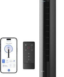 Della 42" Smart Tower Fan, Ultra Quiet 23dB Cooling Fan with 12 Speeds, 90° Oscillating, 28ft/s Airflow, DC Motor, 24H Timer, Voice/App/Remote Control for Bedroom
