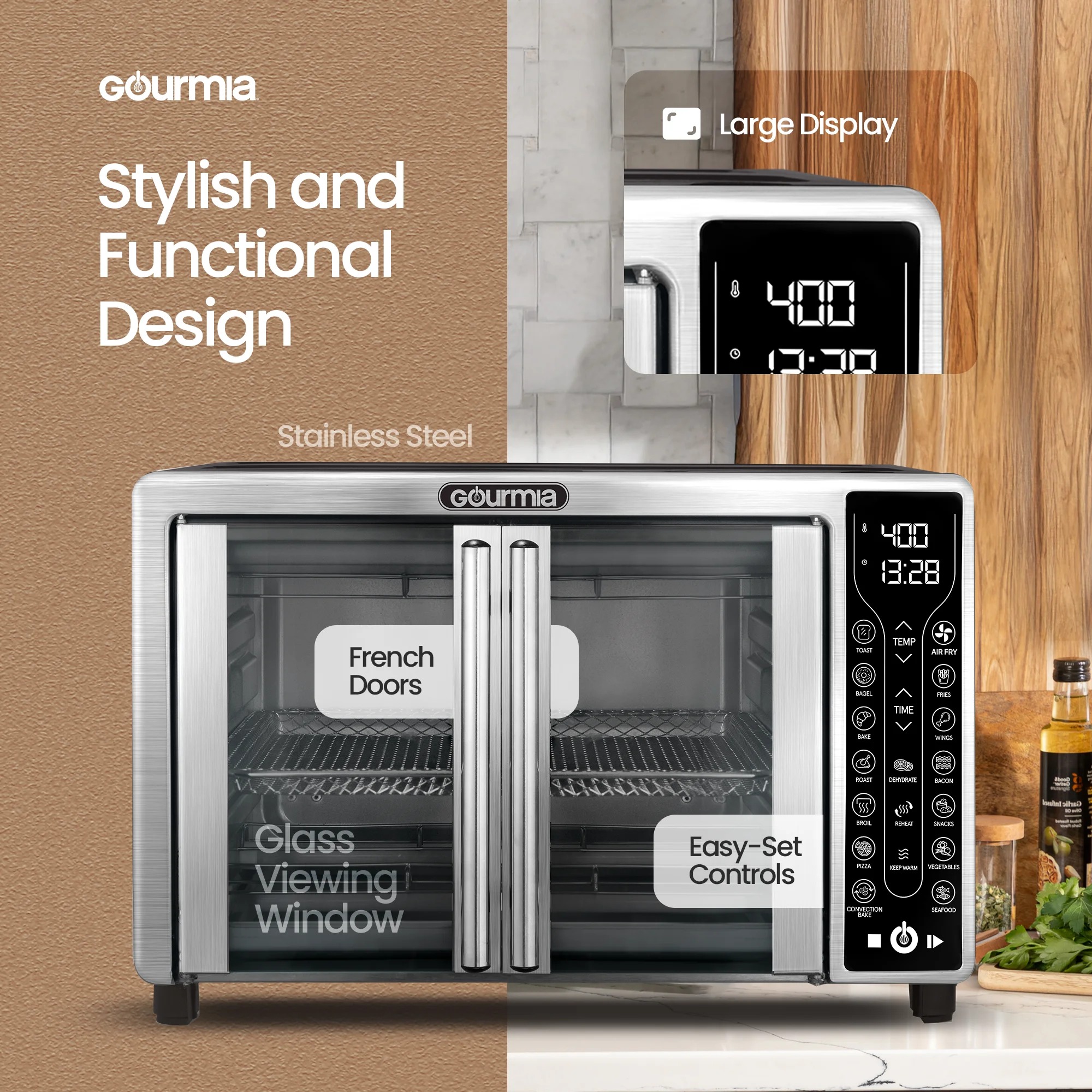 Digital Air Fryer Toaster Oven Combo 17 One Touch Cooking Functions Fits 12 Pizza Cooks Food Quickly With Little to No Oil Stainless Steel Air Fryer Toaster Ovens Countertop Gourmia3_11zon Digital Air Fryer Toaster Oven Combo | 17 One Touch Cooking Functions | Fits 12" Pizza | Cooks Food Quickly With Little to No Oil | Stainless Steel Air Fryer | Toaster Ovens Countertop | Gourmia