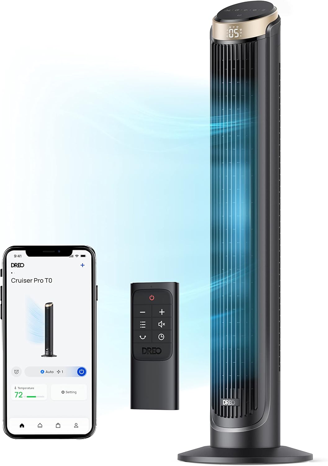 Dreo 40 WiFi Tower Fan, 26ft s High-Speed Cooling, Quiet Floor Fan with Remote, 90° Oscillating Fan, 4 Modes, 12H Timer, Touch Control, Standing Cooling Fan for Bedroom, Home, Office Room, Gold Dreo 40'' WiFi Tower Fan, 26ft/s High-Speed Cooling, Quiet Floor Fan with Remote, 90° Oscillating Fan, 4 Modes, 12H Timer, Touch Control, Standing Cooling Fan for Bedroom, Home, Office Room, Gold
