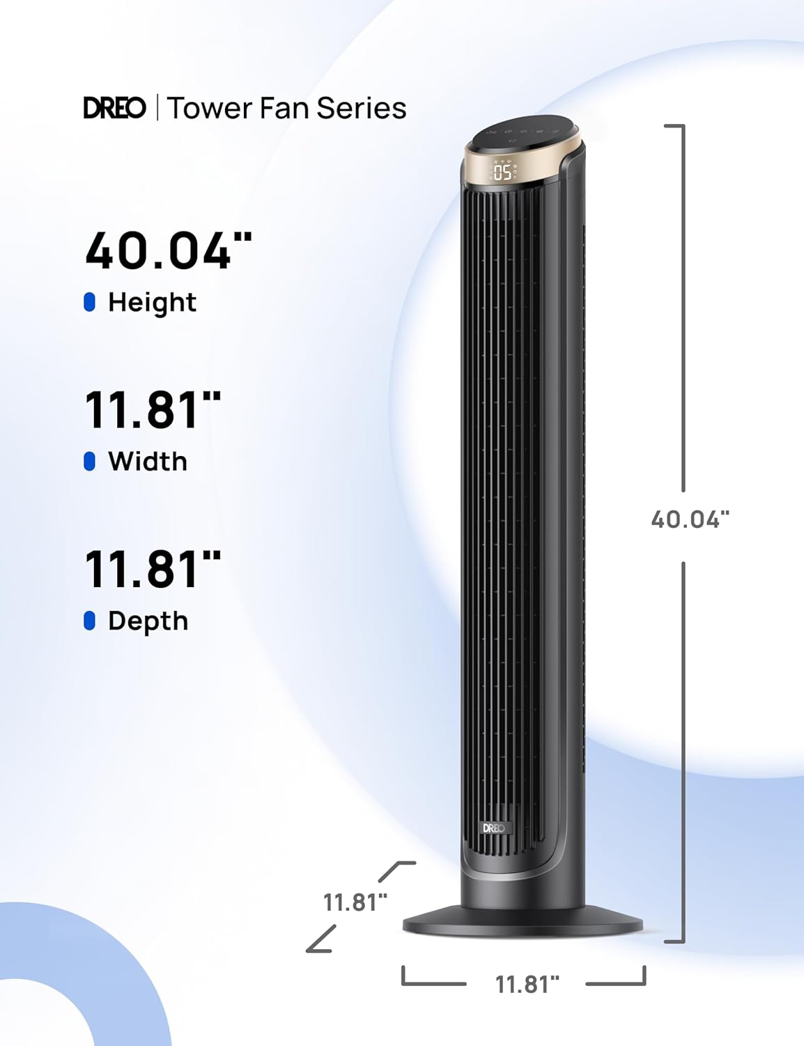 Dreo 40 WiFi Tower Fan, 26ft s High-Speed Cooling, Quiet Floor Fan with Remote, 90° Oscillating Fan, 4 Modes, 12H Timer, Touch Control, Standing Cooling Fan for Bedroom, Home, Office Room, Gold17 Dreo 40'' WiFi Tower Fan, 26ft/s High-Speed Cooling, Quiet Floor Fan with Remote, 90° Oscillating Fan, 4 Modes, 12H Timer, Touch Control, Standing Cooling Fan for Bedroom, Home, Office Room, Gold