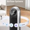 Dreo Bladeless Tower Fan - 25ft/s, 4 Speeds, 4 Modes, 90° Oscillation, 8H Timer, Ultra Quiet for Bedroom, Indoors, Silver (Nomad One)