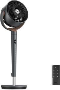 Dreo Fan for Bedroom, 120° Oscillating Standing Fan, DC Motor, Quiet Pedestal Fans, 9 Speeds, 4 modes, 20dB Low Noise, Floor Fan for Whole Room, 37-42'' Adjustable Height, 9H Timer