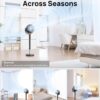 Dreo Fan for Bedroom, 120° Oscillating Standing Fan, DC Motor, Quiet Pedestal Fans, 9 Speeds, 4 modes, 20dB Low Noise, Floor Fan for Whole Room, 37-42'' Adjustable Height, 9H Timer