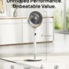 Dreo Fan for Bedroom, 120° Oscillating Standing Fan, Quiet Pedestal Fan with DC Motor, 9 Speeds, 4 modes, 20dB, 120° Manual Vertical, 37-42" Adjustable Height, 9H Timer, White