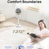 Dreo Fan for Bedroom, 120° Oscillating Standing Fan, Quiet Pedestal Fan with DC Motor, 9 Speeds, 4 modes, 20dB, 120° Manual Vertical, 37-42" Adjustable Height, 9H Timer, White
