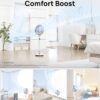 Dreo Fan for Bedroom, 120° Oscillating Standing Fan, Quiet Pedestal Fan with DC Motor, 9 Speeds, 4 modes, 20dB, 120° Manual Vertical, 37-42" Adjustable Height, 9H Timer, White