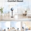 Dreo Fan for Bedroom, 120° Oscillating Standing Fans, Quiet Floor Fan with DC Motor, 100ft Pedestal Fans for Room, 9 Speeds, 4 modes, 20dB, 120° Manual Vertical, 37-42" Adjustable Height, 9H Timer