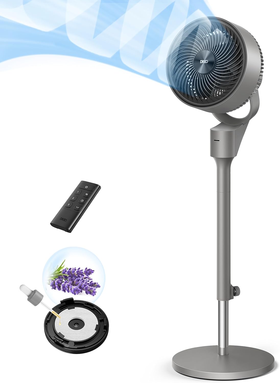 Dreo Fan for Bedroom, 80° Oscillating Standing Fan, 25dB Quiet, 80ft Pedestal Fans for Home Office, 90° Manual Vertical, 3 Speeds, Remote, 34-41 Adjustable Height, Air Circulator, Grey Dreo Fan for Bedroom, 80° Oscillating Standing Fan, 25dB Quiet, 80ft Pedestal Fans for Home Office, 90° Manual Vertical, 3 Speeds, Remote, 34-41" Adjustable Height, Air Circulator, Grey