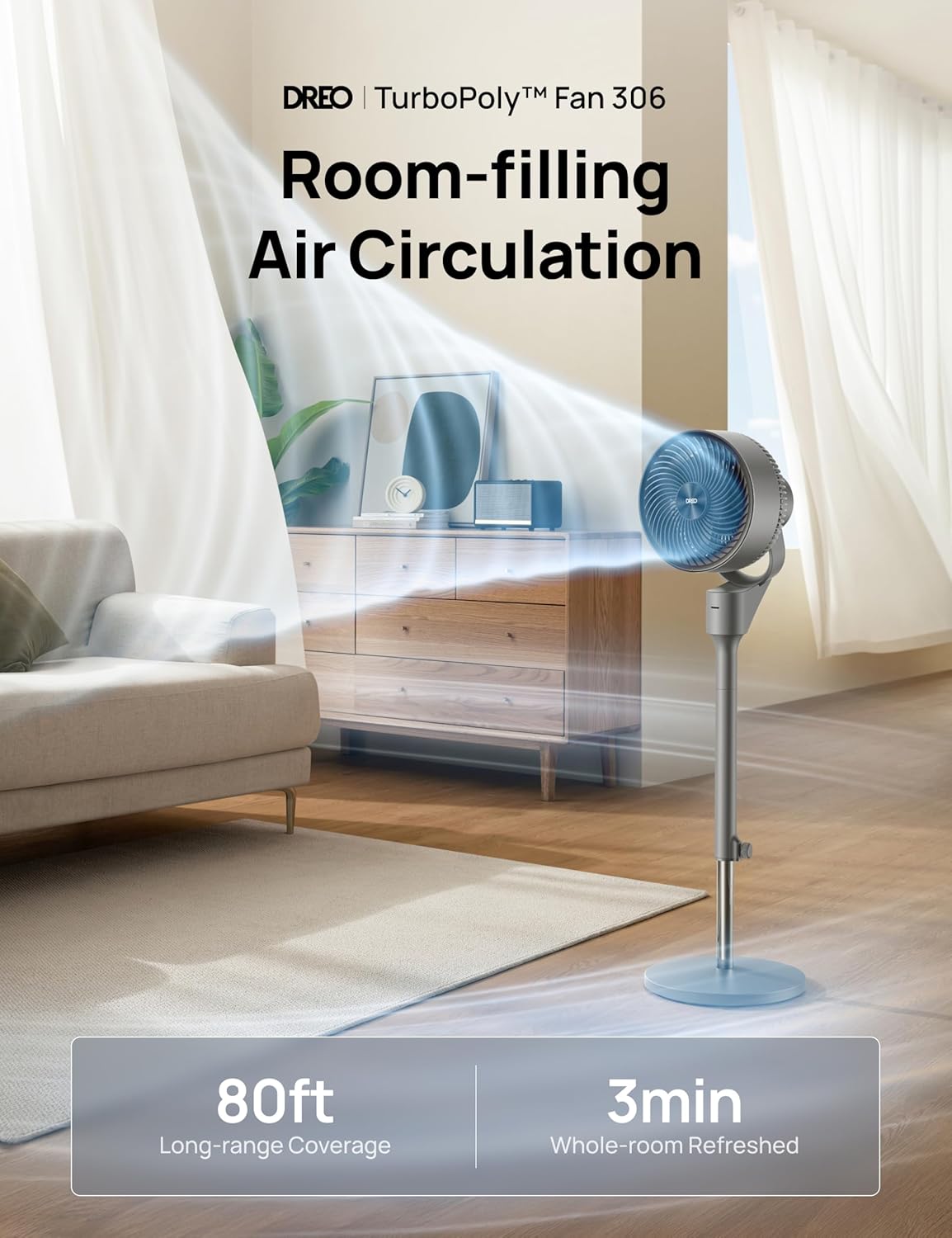 Dreo Fan for Bedroom, 80° Oscillating Standing Fan, 25dB Quiet, 80ft Pedestal Fans for Home Office, 90° Manual Vertical, 3 Speeds, Remote, 34-41 Adjustable Height, Air Circulator, Grey2 Dreo Fan for Bedroom, 80° Oscillating Standing Fan, 25dB Quiet, 80ft Pedestal Fans for Home Office, 90° Manual Vertical, 3 Speeds, Remote, 34-41" Adjustable Height, Air Circulator, Grey