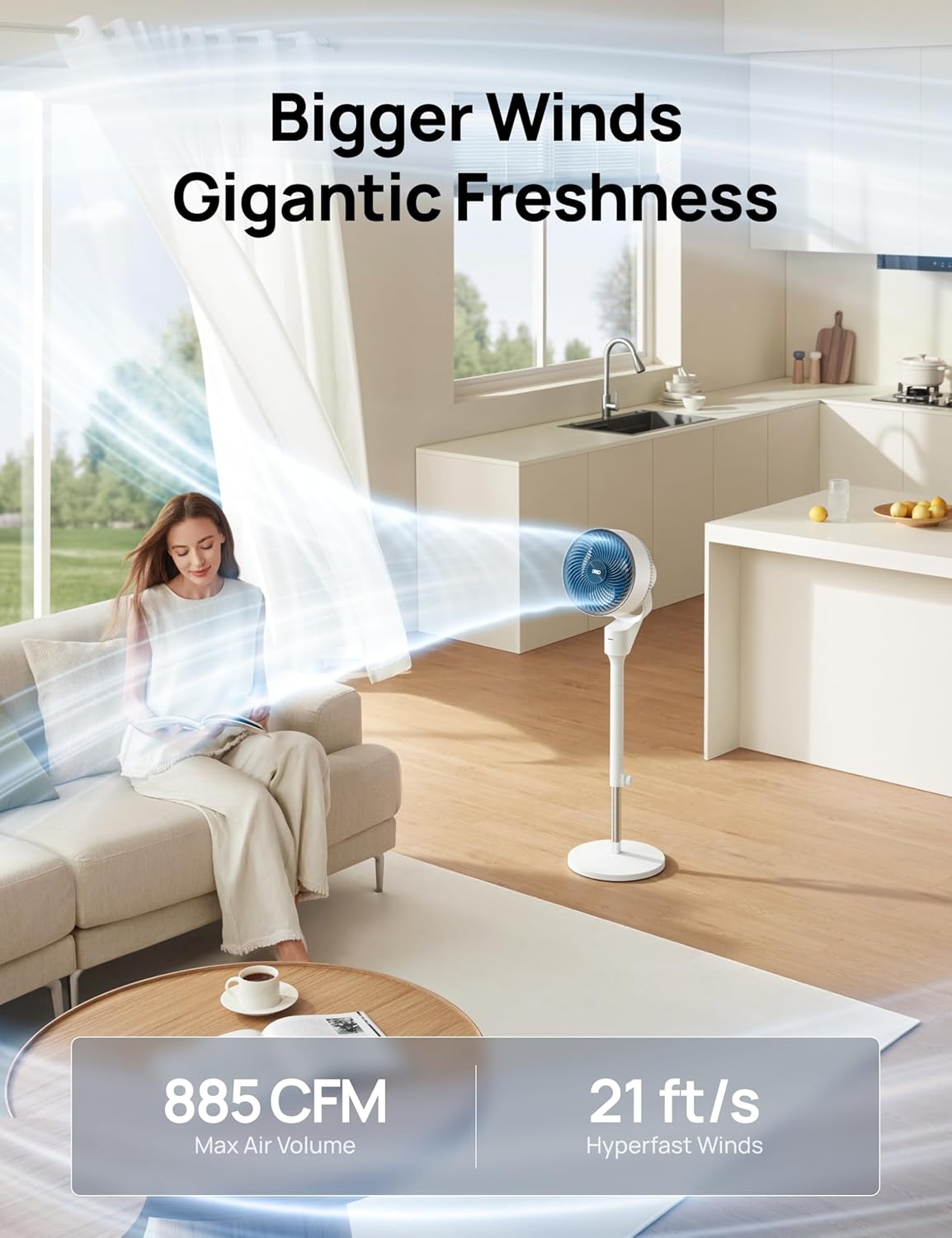 Dreo Fan for Bedroom, 80° Oscillating Standing Fan, 25dB Quiet, 80ft Pedestal Fans for Home Office, 90° Manual Vertical, 3 Speeds, Remote, 34-41 Adjustable Height, Air Circulator, White5 Dreo Fan for Bedroom, 80° Oscillating Standing Fan, 25dB Quiet, 80ft Pedestal Fans for Home Office, 90° Manual Vertical, 3 Speeds, Remote, 34-41" Adjustable Height, Air Circulator, White