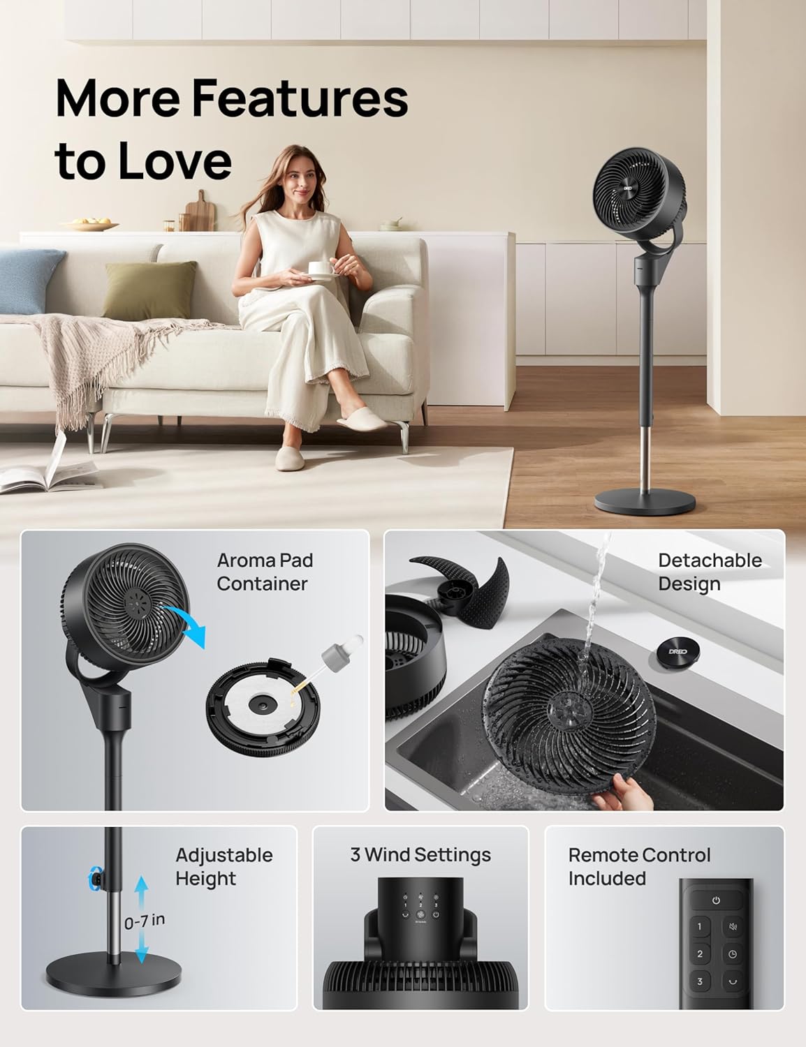 Dreo Fan for Bedroom, 80° Oscillating Standing Fan, 25dB Quiet, 80ft Pedestal Fans for Home Office, 90° Manual Vertical, 3 Speeds, Remote, 34-41 Adjustable Height, Air Circulator0-0 Dreo Fan for Bedroom, 80° Oscillating Standing Fan, 25dB Quiet, 80ft Pedestal Fans for Home Office, 90° Manual Vertical, 3 Speeds, Remote, 34-41" Adjustable Height, Air Circulator