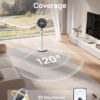 Dreo Smart Fan for Bedroom, 120° +120° Omni-Directional Oscillating Fans, 90ft Quiet Pedestal Fan with RGB Light, 9 Speeds, 6 Modes, 20dB, 8H Timer, Wi-Fi/Voice/Alexa, 37-42" Floor Fans with Remote