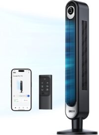Dreo Smart Tower Fan WiFi Voice Control, Works with Alexa/Google, Cruiser Pro T1S Floor Standing Bladeless Oscillating Fan with Remote, 6 Speeds, 4 Modes, 12H Timer, for Indoor Bedroom Home Office