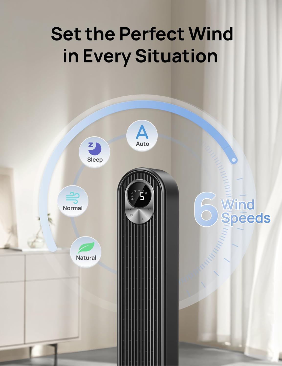 Dreo Smart Tower Fan WiFi Voice Control, Works with Alexa Google, Cruiser Pro T1S Floor Standing Bladeless Oscillating Fan with Remote, 6 Speeds, 4 Modes, 12H Timer, for Indoor Bedroom Home Office6 Dreo Smart Tower Fan WiFi Voice Control, Works with Alexa/Google, Cruiser Pro T1S Floor Standing Bladeless Oscillating Fan with Remote, 6 Speeds, 4 Modes, 12H Timer, for Indoor Bedroom Home Office