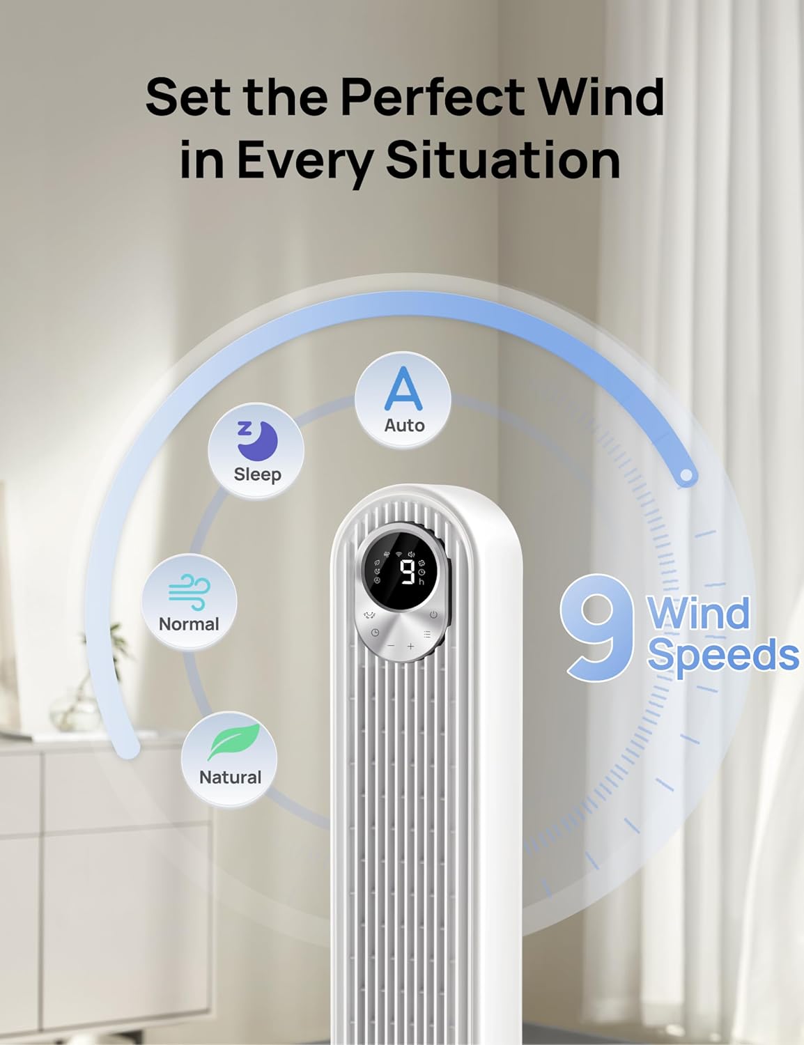 Dreo Smart Tower Fan for Bedroom, Floor Standing Bladeless Oscillating Fan with Remote, 9 Speeds, 4 Modes, 12H Timer, for Indoor Bedroom Home Office, WiFi Voice Control, Cruiser TF518S7 Dreo Smart Tower Fan for Bedroom, Floor Standing Bladeless Oscillating Fan with Remote, 9 Speeds, 4 Modes, 12H Timer, for Indoor Bedroom Home Office, WiFi Voice Control, Cruiser TF518S