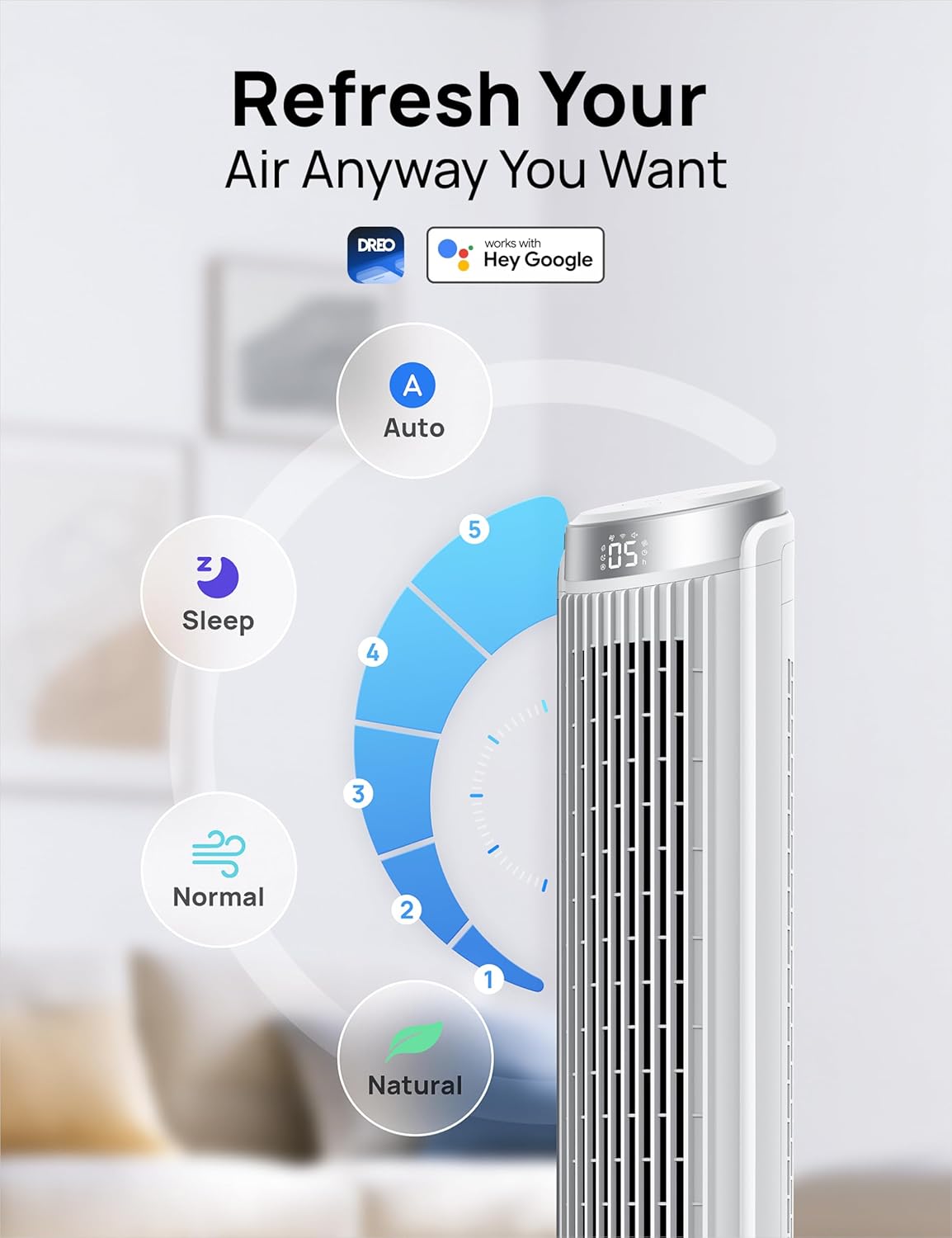 Dreo Smart Tower Fan for Bedroom, Standing Fans for Indoors, 90° Oscillating, 26ft s Velocity Quiet Floor Fan with Remote, 12H Timer, Voice Control Fans for Indoors, Compatible with Alexa0 Dreo Smart Tower Fan for Bedroom, Standing Fans for Indoors, 90° Oscillating, 26ft/s Velocity Quiet Floor Fan with Remote, 12H Timer, Voice Control Fans for Indoors, Compatible with Alexa