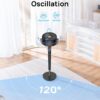 Dreo Standing Fan, 120°+120°Omni-directional Oscillating Fan For Bedroom, 85 ft Circulator With Remote, DC Motor Quiet Pedestal Fans, Adjustable Height, 8 Speeds, 3 Modes, 8H Timer, Home, Black