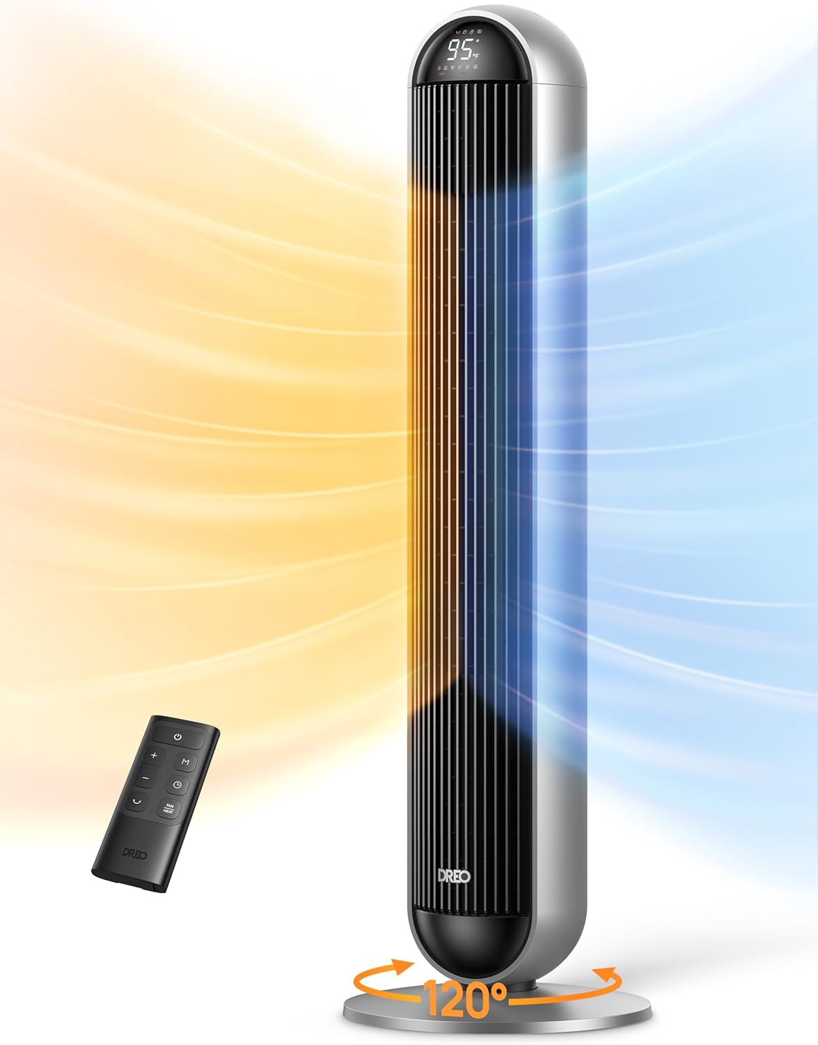 Dreo Tower Fan and Heater Combo, 29.2ft s Standing Fans for Bedroom, 17 Levels, 6 Modes, 120° Oscillation, 42 Inch, 12H Timer, 25dB Quiet, with Remote, for Office, Large Room, Silver Dreo Tower Fan and Heater Combo, 29.2ft/s Standing Fans for Bedroom, 17 Levels, 6 Modes, 120° Oscillation, 42 Inch, 12H Timer, 25dB Quiet, with Remote, for Office, Large Room, Silver