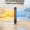 Dreo Tower Fan and Heater Combo, 29.2ft/s Standing Fans for Bedroom, 17 Levels, 6 Modes, 120° Oscillation, 42 Inch, 12H Timer, 25dB Quiet, with Remote, for Office, Large Room, Silver Dreo Tower Fan and Heater Combo, 29.2ft/s Standing Fans for Bedroom, 17 Levels, 6 Modes, 120° Oscillation, 42 Inch, 12H Timer, 25dB Quiet, with Remote, for Office, Large Room, Silver
