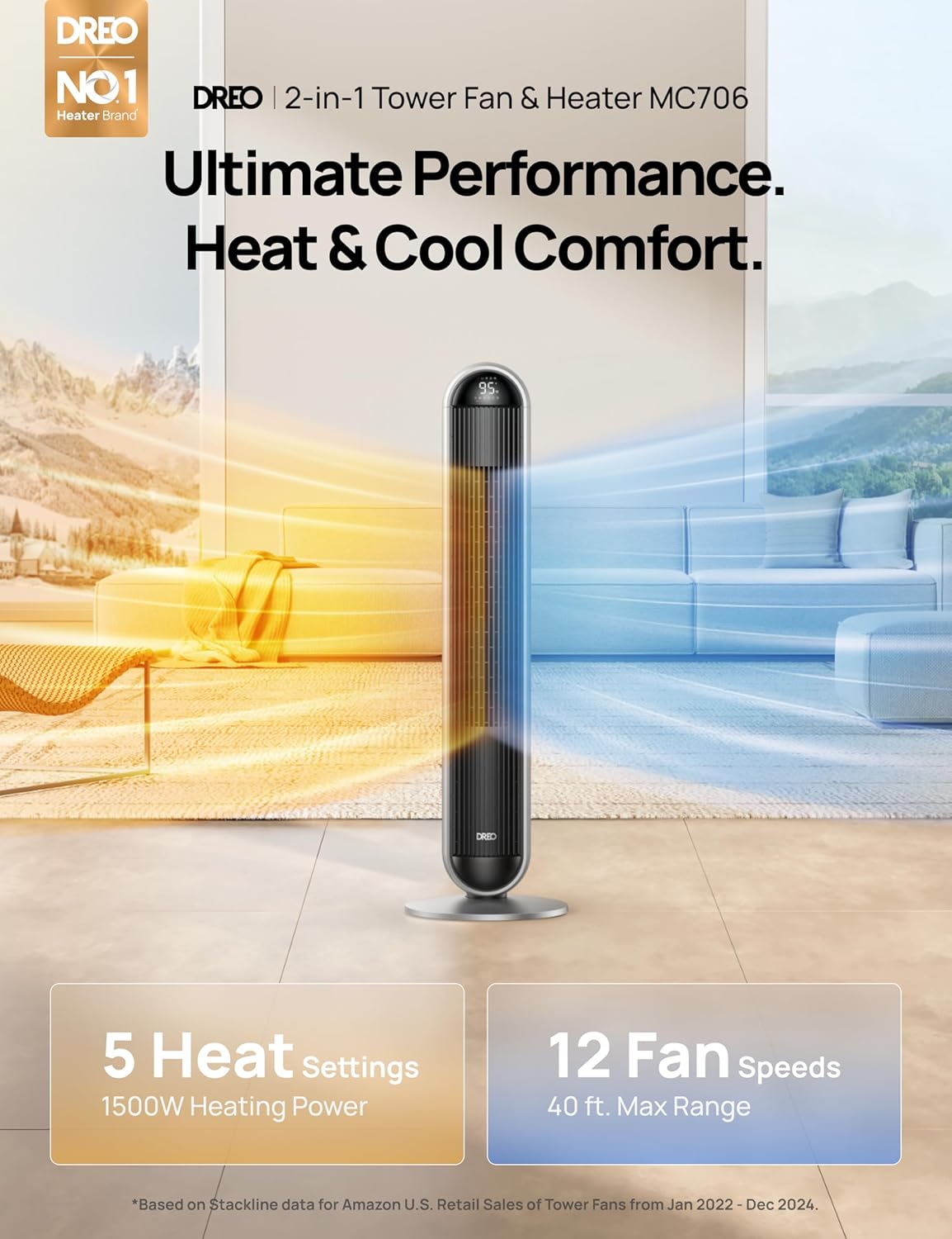 Dreo Tower Fan and Heater Combo, 29.2ft s Standing Fans for Bedroom, 17 Levels, 6 Modes, 120° Oscillation, 42 Inch, 12H Timer, 25dB Quiet, with Remote, for Office, Large Room, Silver1 Dreo Tower Fan and Heater Combo, 29.2ft/s Standing Fans for Bedroom, 17 Levels, 6 Modes, 120° Oscillation, 42 Inch, 12H Timer, 25dB Quiet, with Remote, for Office, Large Room, Silver