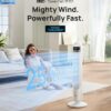 Dreo Tower Fan for Bedroom, 90° Oscillating Fan, Standing Fan with 3 Modes, 4 Speeds, 8H Timer Cooling Fans for Home, Living Room, Office, White, TF117