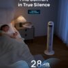 Dreo Tower Fan for Bedroom, 90° Oscillating Fan, Standing Fan with 3 Modes, 4 Speeds, 8H Timer Cooling Fans for Home, Living Room, Office, White, TF117