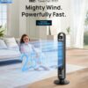 Dreo Tower Fan for Bedroom, 90° Oscillating Standing Fans for Room with 4 Speeds, 3 Modes, 28dB Quiet for Sleep, 25ft/s Velocity, 8H Timer, Remote, Living Room, Office, Home, Black, TF117