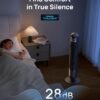 Dreo Tower Fan for Bedroom, 90° Oscillating Standing Fans for Room with 4 Speeds, 3 Modes, 28dB Quiet for Sleep, 25ft/s Velocity, 8H Timer, Remote, Living Room, Office, Home, Black, TF117