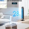 Dreo Tower Fan for Bedroom, Upgraded DC 9 Speeds 25dB Ultra-Quiet Floor Fan, 90° Oscillating Fans with 28ft/s Velocity, 12H Timer, Standing Fan, Bladeless Fan Powerful for Home Office Room
