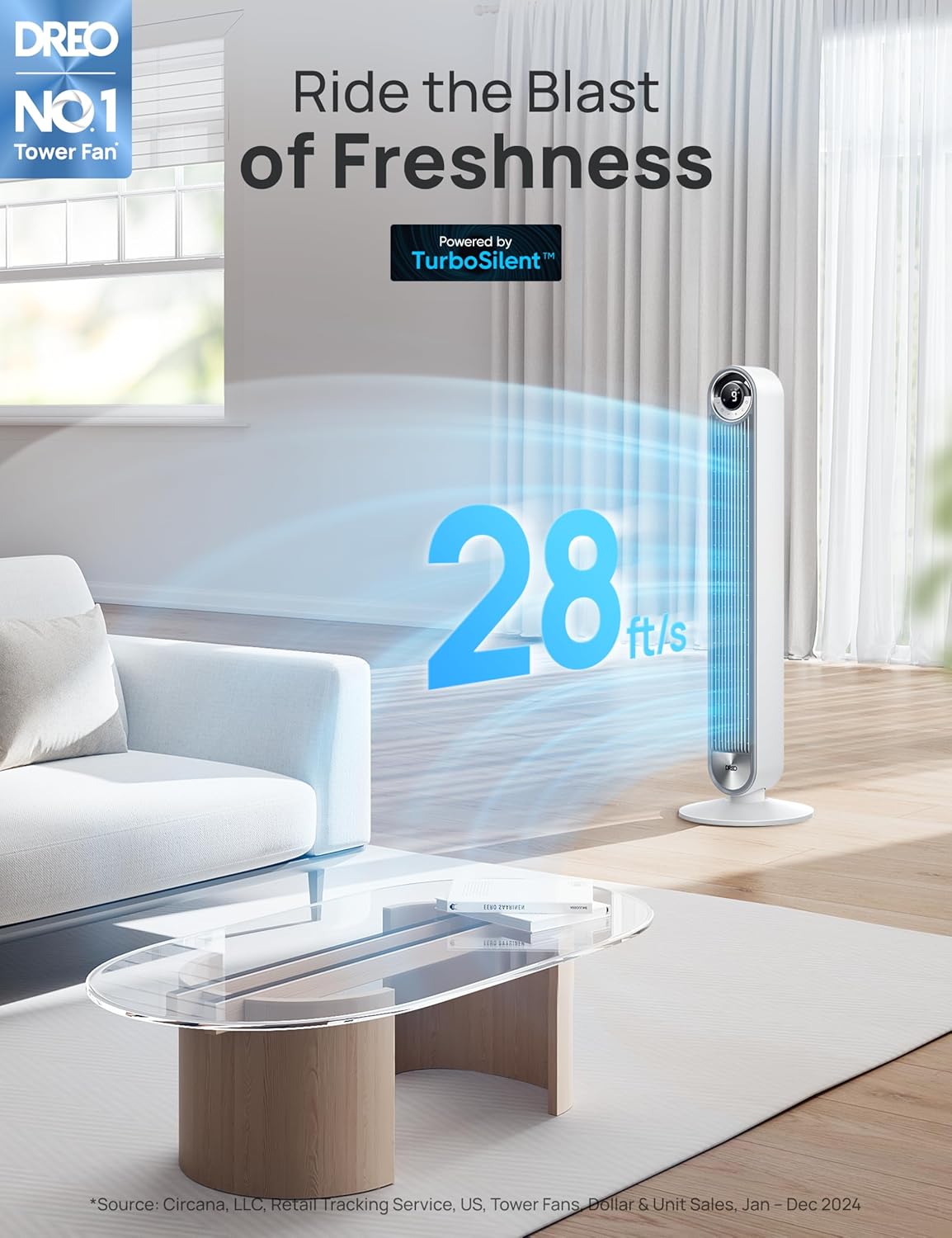 Dreo Tower Fan for Bedroom, Upgrated DC 9 Speeds Ultra-Quiet Floor Fan, 90° Oscillating Fans for Indoors with 28ft s Velocity, 12H Timer, Standing Fans, Bladeless Fan Powerful for Home Office Room2 Dreo Tower Fan for Bedroom, Upgrated DC 9 Speeds Ultra-Quiet Floor Fan, 90° Oscillating Fans for Indoors with 28ft/s Velocity, 12H Timer, Standing Fans, Bladeless Fan Powerful for Home Office Room, White