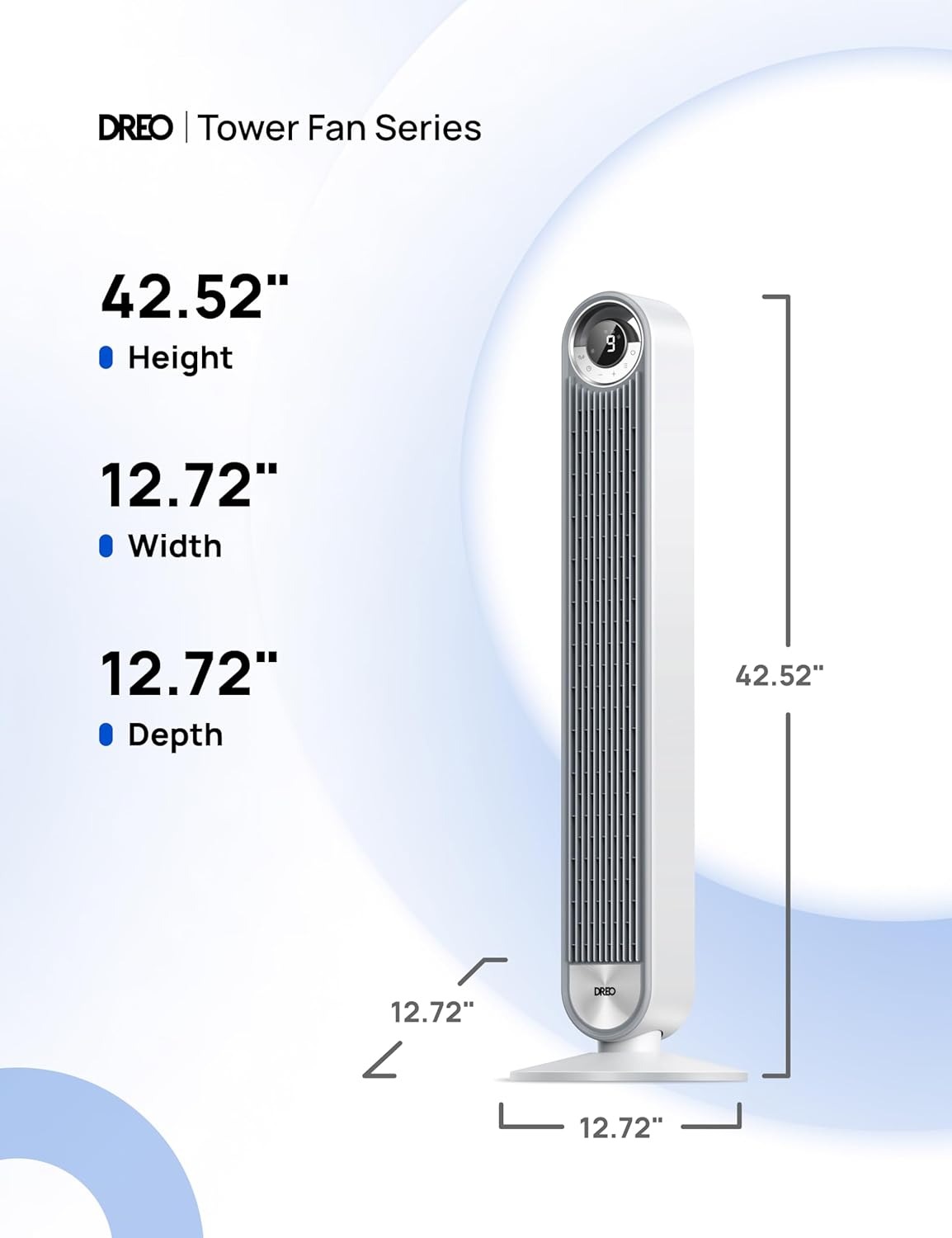 Dreo Tower Fan for Bedroom, Upgrated DC 9 Speeds Ultra-Quiet Floor Fan, 90° Oscillating Fans for Indoors with 28ft s Velocity, 12H Timer, Standing Fans, Bladeless Fan Powerful for Home Office Room245 Dreo Tower Fan for Bedroom, Upgrated DC 9 Speeds Ultra-Quiet Floor Fan, 90° Oscillating Fans for Indoors with 28ft/s Velocity, 12H Timer, Standing Fans, Bladeless Fan Powerful for Home Office Room, White