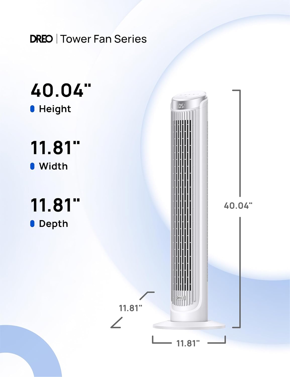 Dreo Tower Fans for Bedroom, 90°Oscillating Fans for indoors,5 Speeds 4 Modes Max 26ft s, 12H Timer, LED Display with Touch, Remote, 40 Quiet Bladeless Standing Floor Fan for Home Office, White16 Dreo Tower Fans for Bedroom, 90°Oscillating Fans for indoors,5 Speeds 4 Modes Max 26ft/s, 12H Timer, LED Display with Touch, Remote, 40" Quiet Bladeless Standing Floor Fan for Home Office, White