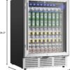 EUHOMY 24 Inch Beverage Refrigerator, 180 Can Built-in Beverage Cooler, Under Counter Beer Fridge with Glass Door for Soda, Water, Wine - For Kitchen, Bar or Office