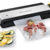 FoodSaver PowerVac Compact Vacuum Sealing Machine Stainless Steel & Black Vertical Storage VS0150 | Preserves freshness reduces bag waste for both dry and wet food