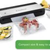 FoodSaver PowerVac Compact Vacuum Sealing Machine Stainless Steel & Black Vertical Storage VS0150 | Preserves freshness reduces bag waste for both dry and wet food