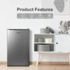 Galanz 3.3 Cu ft One Door Mini Fridge, Estar, Stainless Steel Look, New