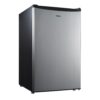 Galanz 4.3 Cu ft Single Door Mini Fridge, Stainless Steel Look, New, Width 19.12