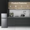 Galanz 4.6. Cu ft Two Door Mini Refrigerator with Freezer, Stainless Steel, New, Width 19.13"
