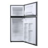 Galanz 4.6. Cu ft Two Door Mini Refrigerator with Freezer, Stainless Steel, New, Width 19.13"
