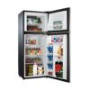 Galanz 4.6. Cu ft Two Door Mini Refrigerator with Freezer, Stainless Steel, New, Width 19.13"