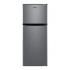Galanz 4.6. Cu ft Two Door Mini Refrigerator with Freezer, Stainless Steel, New, Width 19.13