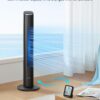 GoveeLife Black Tower Fan for Bedroom, 36" Smart Floor Fan with App/Voice Control, Temperature Sensor, 5 Modes 8 Speeds(25ft/s), 29dB Quiet Oscillating Fan for Office, 24H Timer, Auto Cooling