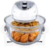 GraniteStone Air Fryer Toaster Oven Combo 16Qt Kitchen Countertop Convection Rotisserie 1300W Large Glass Bowl, White